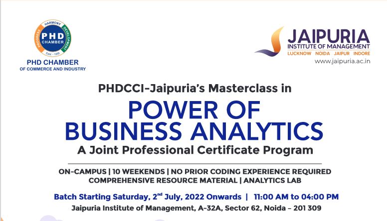 PHDCCI-Jaipuria’s Masterclass in POWER OF BUSINESS ANALYTICS