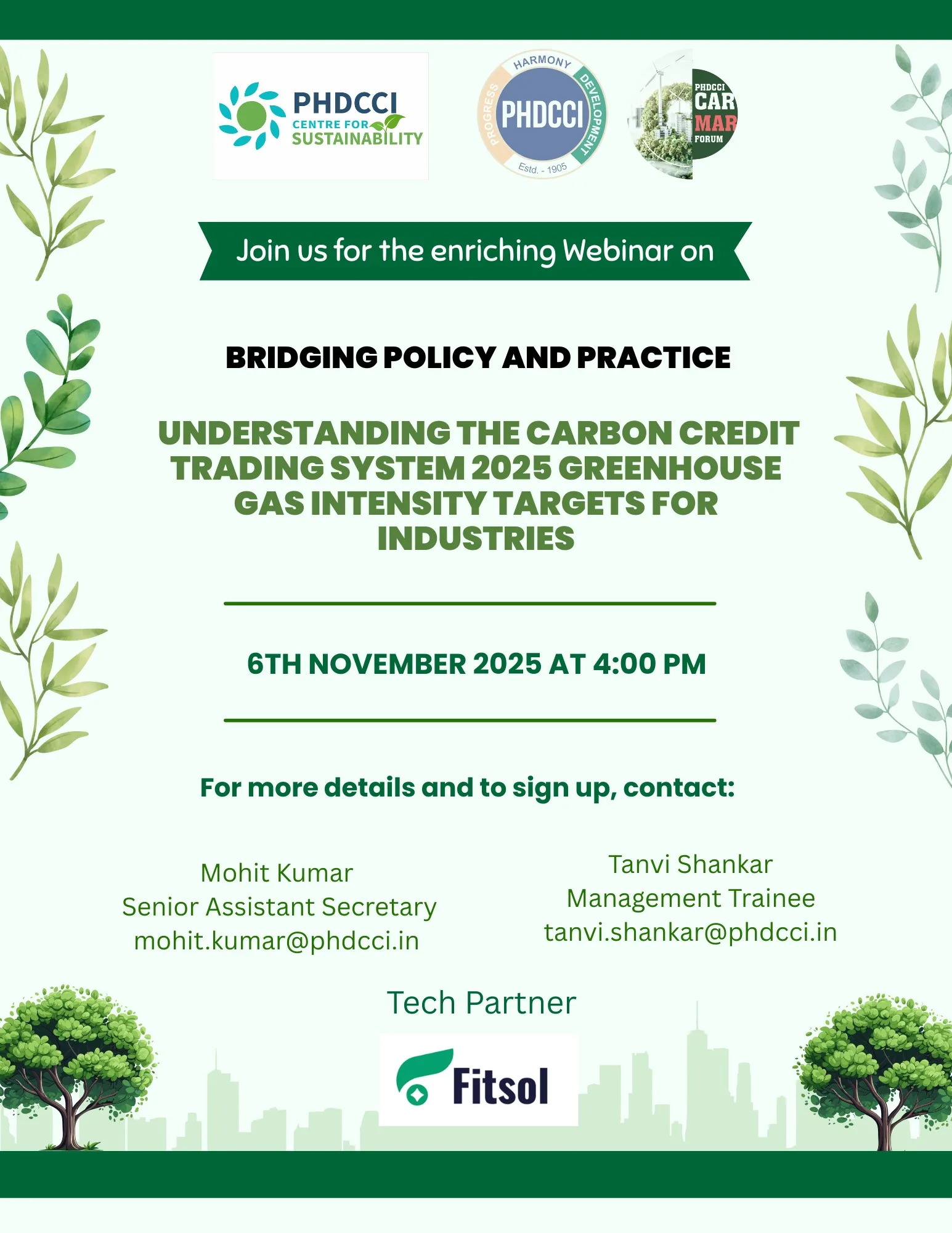 Webinar on Understanding the Carbon Credit Trading System (CCTS) 2025 & Greenhouse Gas Intensity Targets for Industries