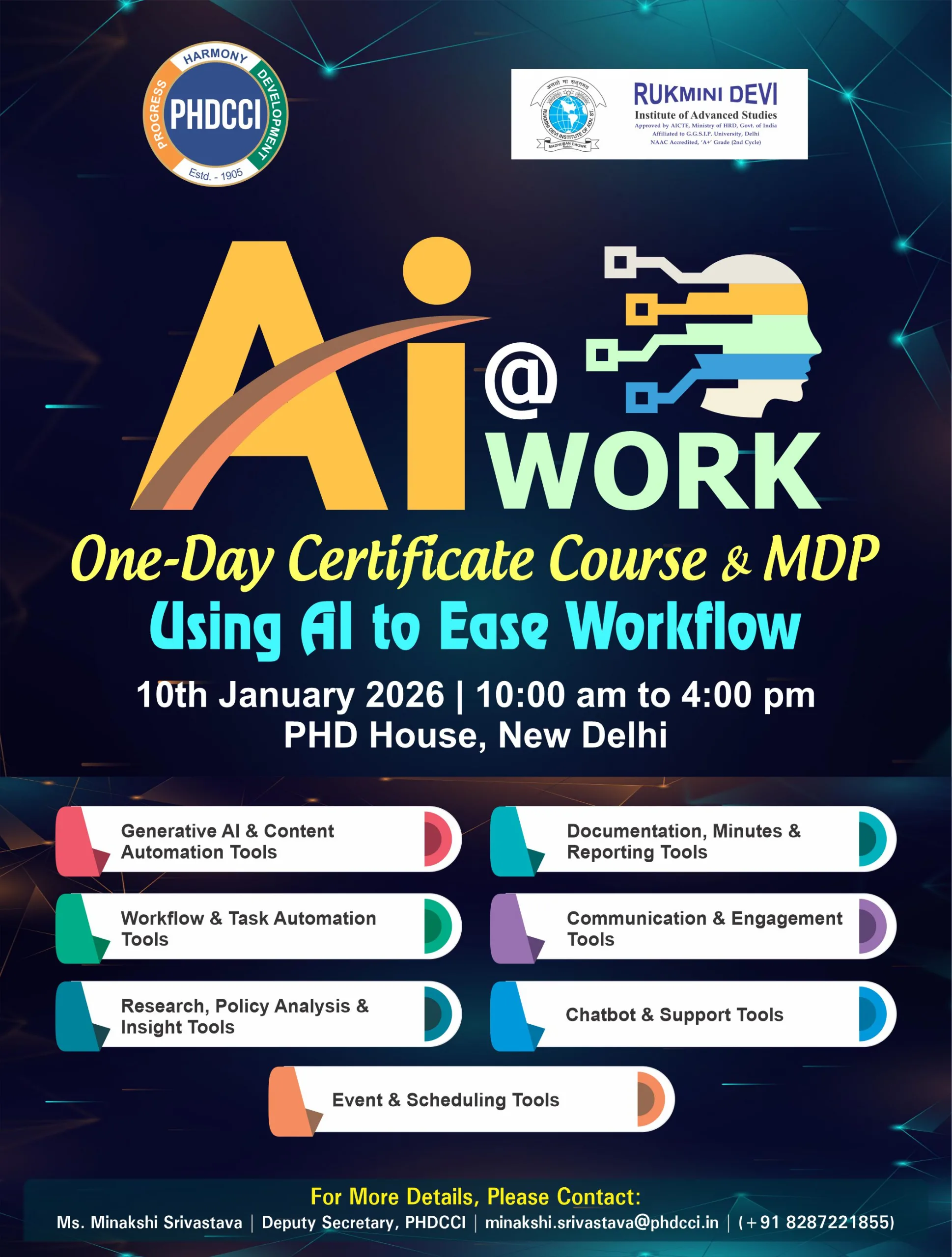 AI@Work: One-Day Certificate Course & MDP Theme: ‘Using AI to Ease Workflow’