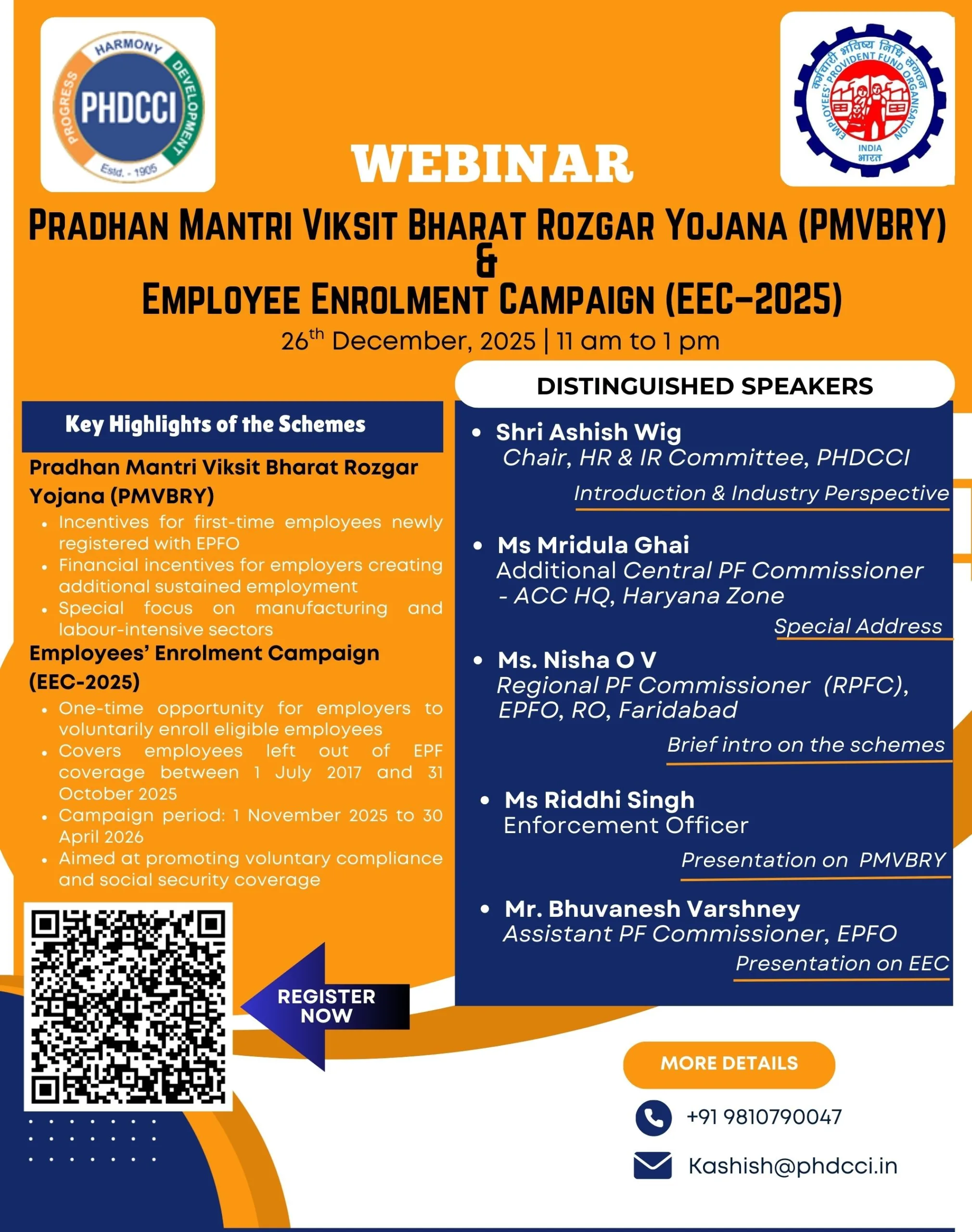 Webinar on Pradhan Mantri Viksit Bharat Rozgar Yojana (PMVBRY) & Employee Enrolment Campaign (EEC–2025)