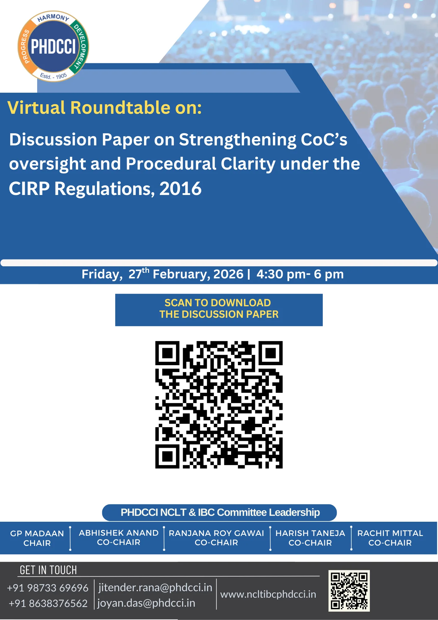 Virtual Roundtable on: Discussion Paper on Strengthening CoC’s oversight and Procedural Clarity under the CIRP Regulations, 2016