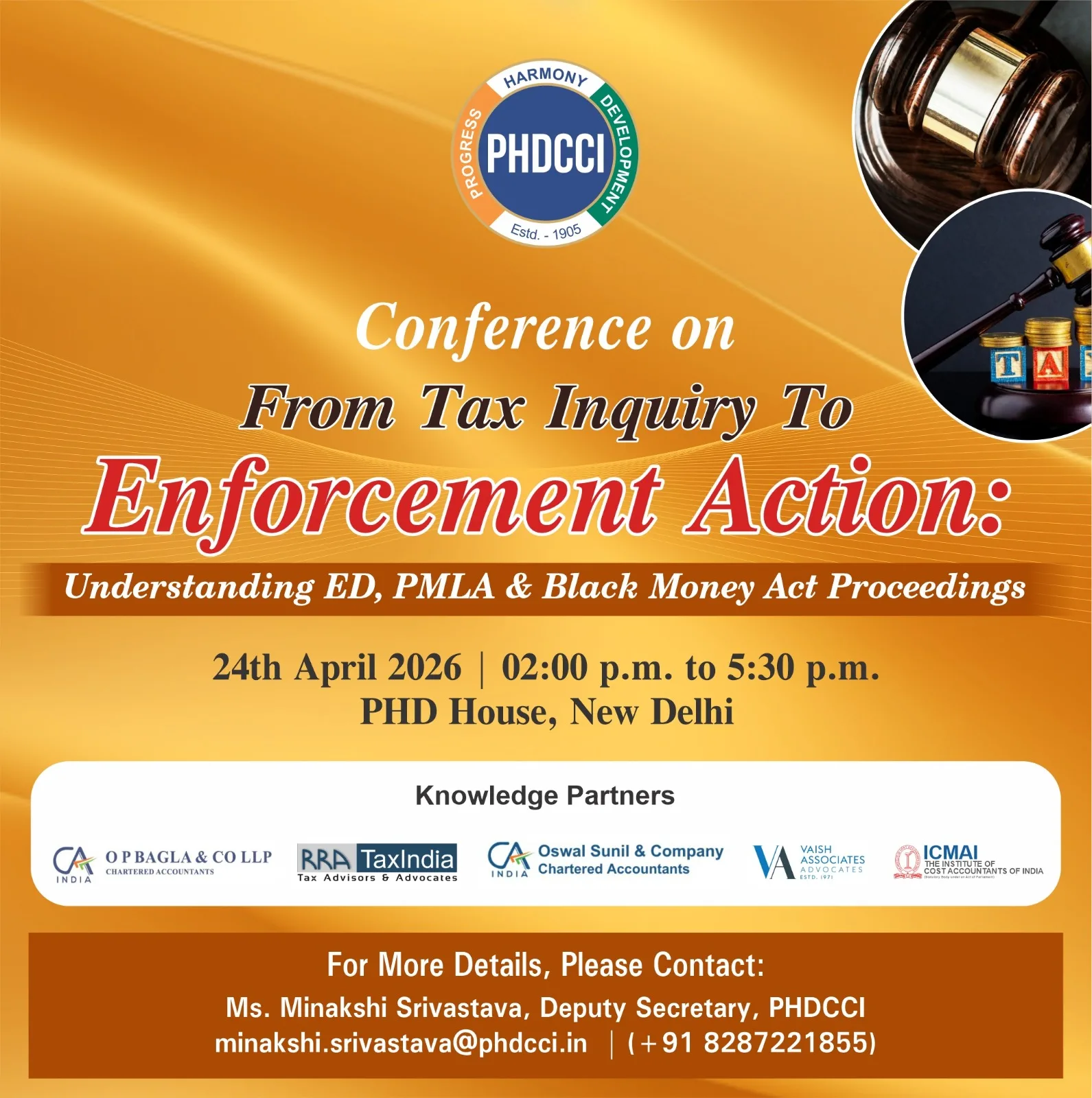Conference on From Tax Inquiry to Enforcement Action Understanding ED, PMLA & Black Money Act Proceedings
