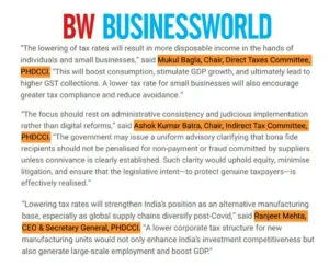 PHDCCI exclusive media coverage in Business World regarding Pre-Budget Recommendations.