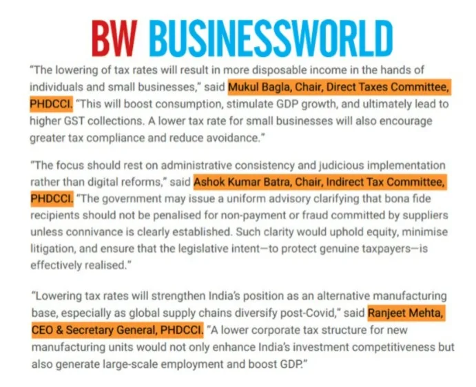 PHDCCI exclusive media coverage in Business World regarding Pre-Budget Recommendations.