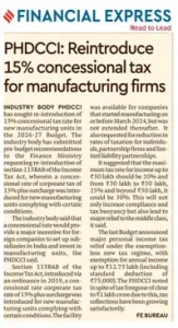 phdcci Media coverage garnered for PHDCCI Pre-Budget Recommendations.