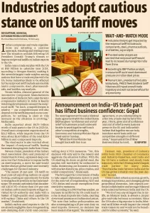 phdcci Mr. Hemant Jain, President, PHDCCI inputs featured in Business Standard: Indian companies take cautious stance on US reciprocal tariff moves.